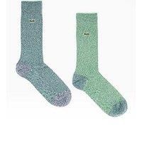 Lacoste 2 Pack Knitted Ankle Socks- Green