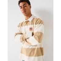 Lacoste Striped Rugby Shirt- Brown