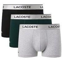 Lacoste 3 Pack Standard Fit Sheen Finish Trunks- Grey