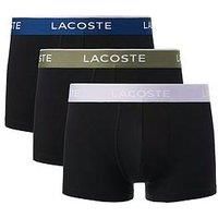 Lacoste 3 Pack Cotton Trunks- Black