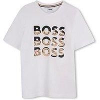 Boss Boys Multi Logo Short Sleeve T-Shirt - White