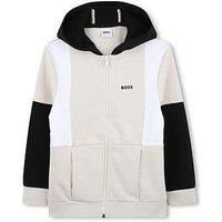 Boss Boys Colour Block Zip Through Hoodie - Beige