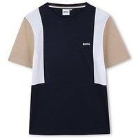 Boss Boys Colour Block Short Sleeve T-Shirt - Navy