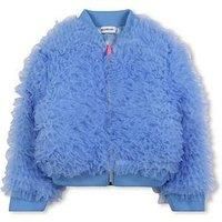 Billieblush Girls Ruffle Mesh Jacket - Light Blue