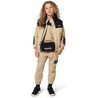 Hugo Boys Hooded Parka Coat - Beige/Black