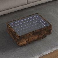 Coffee Table with LED Smoked Oak 70x50x30 cm Engineered Wood