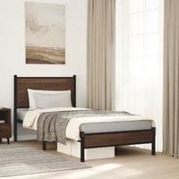 Metal Bed Frame without Mattress Brown Oak 75x190 cm Small Single