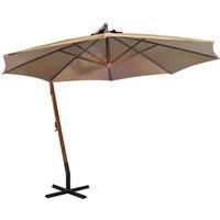 Hanging Parasol with Pole Taupe 3.5x2.9 m Solid Fir Wood