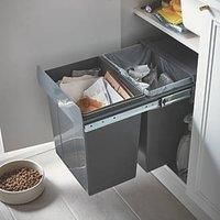 GoodHome Vigote Anthracite Rectangular Integrated Kitchen Pull-Out Bin, 36L