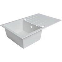 Plastic & Resin Kitchen Sink & Drainer White 1 Bowl Reversible Drain 800 x 500mm