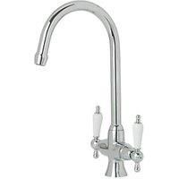 COOKE & LEWIS APSLEY CHROME EFFECT TRADITIONAL KITCHEN TWIN LEVER MIXER TAP NEW