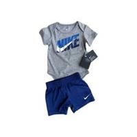 Nike baby boy Grey Vest Bodysuit Blue Shorts 2pc Set size 9 months NWT