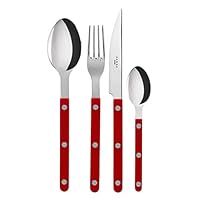 SABRE PARIS - Bistrot 24Pc Cutlery Set - Stainless Steel - Forks - Knives - Spoons - Shiny Burgundy