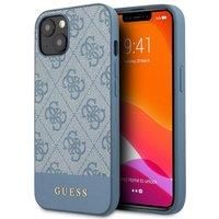 GUESS Official PC/TPU 4G PU Stripe Metal Logo Phone Case Cover for iPhone 13 - Blue