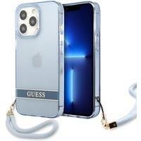 Guess GUHCP13XHTSGSB Hard Case for iPhone 13 Pro Max 6.7 Inches Blue Translucent Stap