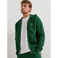 Lacoste Brushed Fleece Zip Front Hoodie - Green
