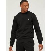 Lacoste Mens Sweatshirt Organic Cotton Low Crew Neck Jumper in Black