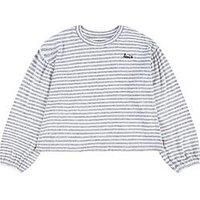 Levi'S Girls Hacci Striped Long Sleeve Knit Top - Grey
