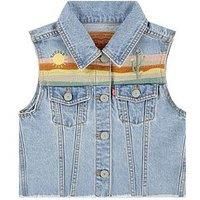 Levi'S Girls Denim Sleeveless Vest With Embroidery - Blue