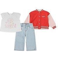 Levi'S Baby Girls Bomber Tee And Wide Pant Set - Red