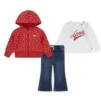 Levi'S Baby Girls 3 Piece Hoodie, T-Shirt & Jean Set - Multi