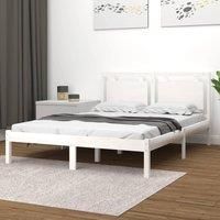 Bed Frame White Solid Wood 200x200 cm