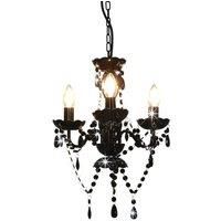 Chandelier with Beads Black Round 3 x E14