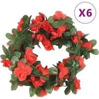 Christmas Flower Garlands 6 pcs Spring Red 250 cm