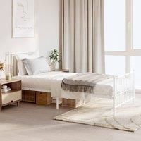 Metal Bed Frame with Headboard and Footboard White 90x200 cm