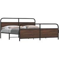 Metal Bed Frame without Mattress Brown Oak 180x200 cm Super King