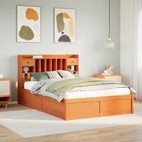 Bed Frame without Mattress Wax Brown 140x190 cm Solid Wood Pine
