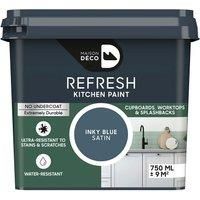 Maison Deco Refresh Kitchen Cupboards, Worktops & Splashbacks Paint Inky Blue 750ml