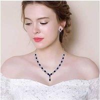 Oval Range Blue Sapphire Necklace - White Gold