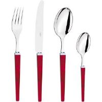 CAPDECO Quio 24 Pieces 18/10 Stainless Steel Cutlery Set, Service for 6 Red 24