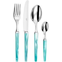 CAPDECO Quio 24 Pieces 18/10 Stainless Steel Cutlery Set, Service for 6 Lagoon 24