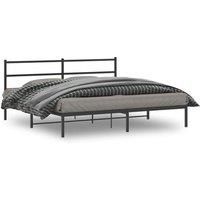 Berkfield Home Metal Bed Frame without Mattress with Headboard Black 183x213cm | Size: 183x213 cm