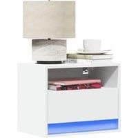 Wall-mounted Bedside Cabinets with LED Lights 2 pcs White