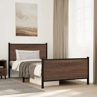 Metal Bed Frame without Mattress Brown Oak 100x200 cm