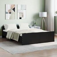 Bed Frame with Headboard and Footboard Black 135x190 cm Double