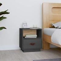 Bedside Cabinet Grey 40x34x45 cm Solid Wood Pine