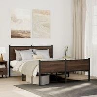 Metal Bed Frame without Mattress Brown Oak 140x200 cm
