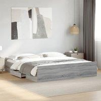 Bed Frame with Drawers without Mattress Grey Sonoma 180x200 cm Super King