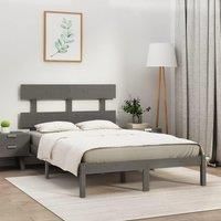 Bed Frame Grey Solid Wood 200x200 cm