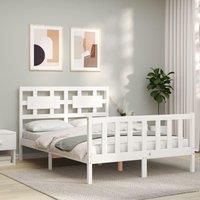 Bed Frame with Headboard White 120x200 cm Solid Wood