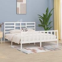 Bed Frame White Solid Wood Pine 200x200 cm