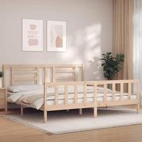 Bed Frame with Headboard 200x200 cm Solid Wood