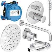 Ideal Standard Ceratherm T100 Built-in Thermostatic Shower Pack With Round 300Mm Fixed Rainshower Head, Chrome