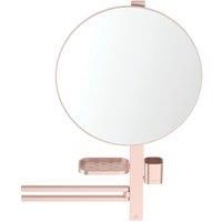 Ideal Standard BD587RO Alu+ Beauty Bar, Accessories Combination L800, with Mirror Diameter 50 cm, Double Towel Rail, Shelf and Cup, Rose