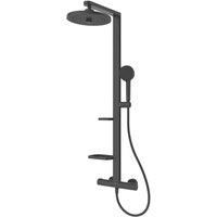 Ideal Standard Ceratherm Alu Shower System Thm 260Mm 2 Function Shower Head 100Mm 2 Function Handspray 2 Shelves Silk Black