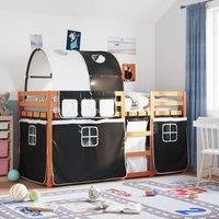 Bunk Bed without Mattress White&Black 80x200 cm Solid Wood Pine